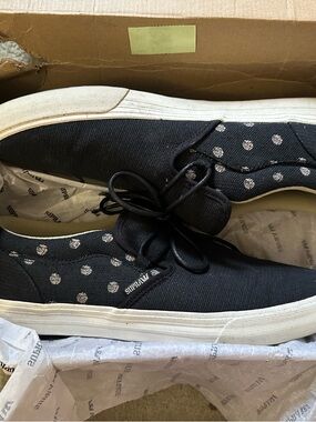 Supra Cuba Black Canvas Polka-Dot Athletic Sneakers